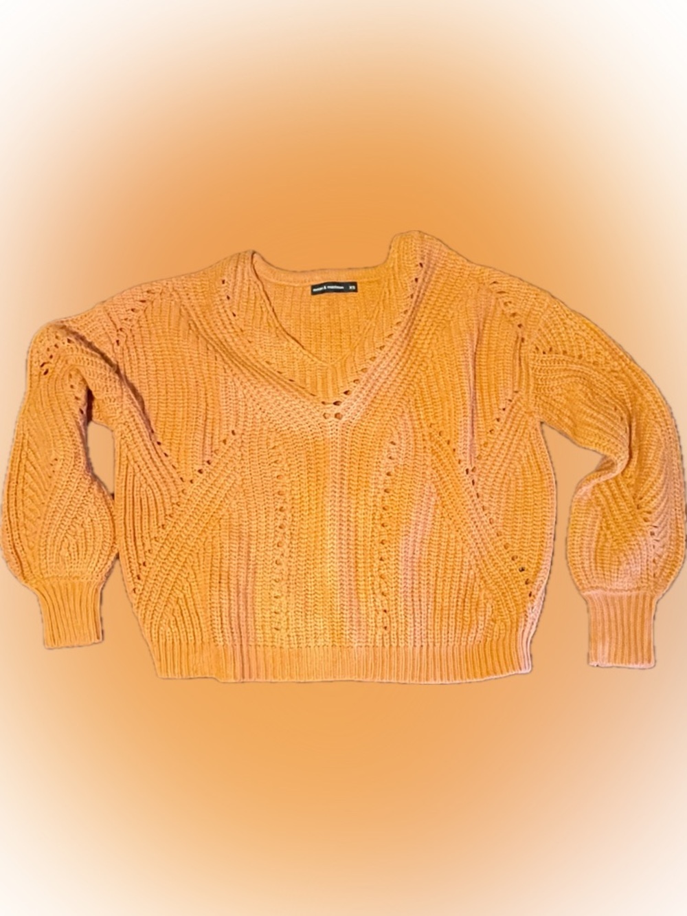 Madison And Moon Women’s V-Neck Orange Knit Sweater